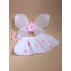 A Beautiful Flower Fairy Set Wings tutu and hair garland with daisy flower